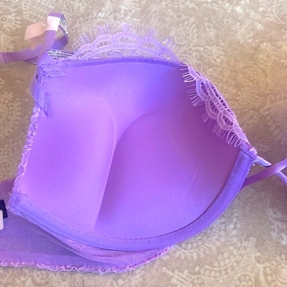 Brand New Victoria’s Secret Bombshell Plunge Lace Double Shine Strap Purple Bra - Picture 9 of 16